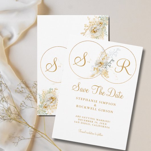 Gold Monogram Name Initiaal Weddenschap Save the D Save The Date