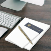 Gold Monogram Navy Blue Leather Look Elegant Post-it® Notes
