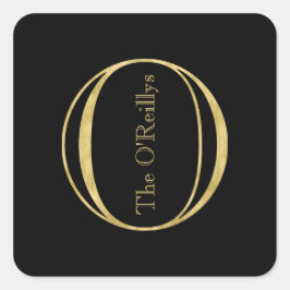 Gold Monogram O en naam op elke kleur Vierkante Sticker