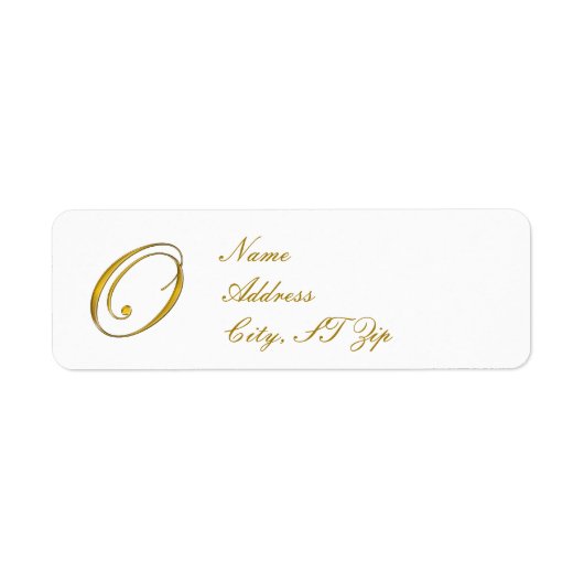 Gold Monogram O Return Address Labels (Voorkant)