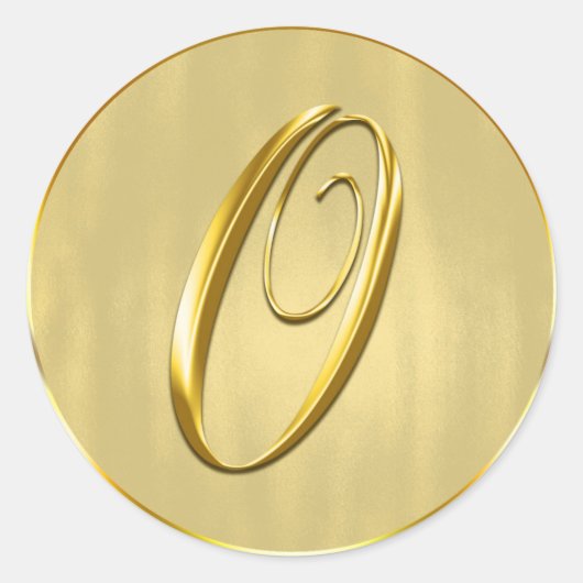 Gold Monogram O Seal Wedding Invitation Holiday Ronde Sticker (Voorkant)