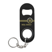Gold Monogram op zwarte achtergrond Mini Flessenopener (Voorkant)