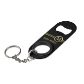 Gold Monogram op zwarte achtergrond Mini Flessenopener (Voorkant Gekanteld)