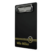 Gold Monogram op zwarte achtergrond Mini Klembord (Angled2)