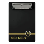 Gold Monogram op zwarte achtergrond Mini Klembord (Voorkant)