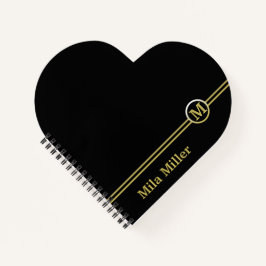 Gold Monogram op zwarte achtergrond Notitieboek