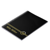 Gold Monogram op zwarte achtergrond Notitieboek (Linkerzijde)