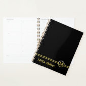 Gold Monogram op zwarte achtergrond Planner (Display)