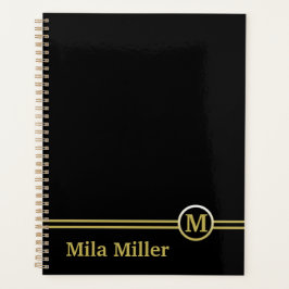 Gold Monogram op zwarte achtergrond Planner