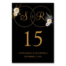 Gold Monogram op zwarte naam Initiaal bruiloft