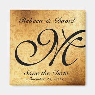 Gold Monogram Opslaan datum Magneet