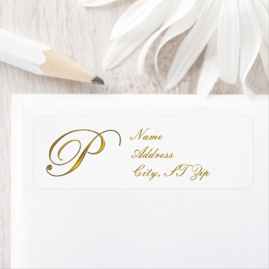Gold Monogram P Return Address Labels (Insitu)