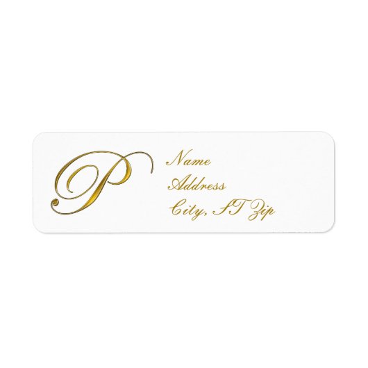 Gold Monogram P Return Address Labels (Voorkant)