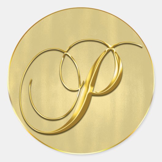 Gold Monogram P zegelbruiloft Ronde Sticker (Voorkant)