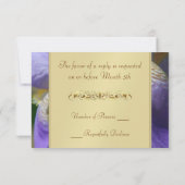 Gold Monogram Paars Iris RSVP Uitnodiging (Achterkant)