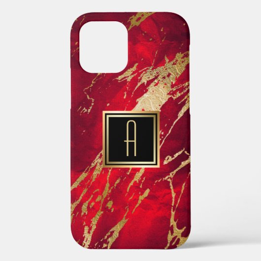 Gold Monogram Paint Splash Case-Mate iPhone Case (Achterkant)