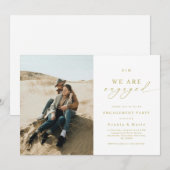 Gold Monogram & Photo Modern Engagement Party Kaart (Voorkant / Achterkant)