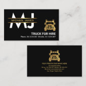 Gold Monogram Placard Logistics Truck Transport Visitekaartje (Voorkant / Achterkant)