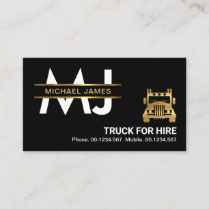 Gold Monogram Placard Logistics Truck Transport Visitekaartje