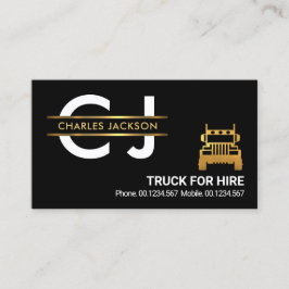 Gold Monogram Placard Logistics Trucker Visitekaartje