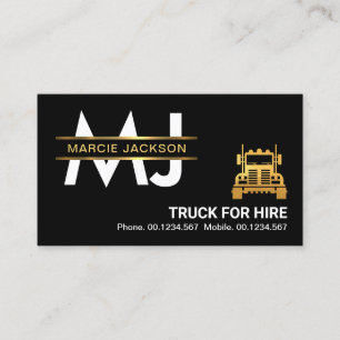 Gold Monogram Placard Logistics Trucking Visitekaartje