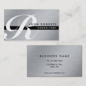 Gold Monogram Professional Elegant Modern Silver Visitekaartje (Voorkant / Achterkant)