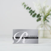 Gold Monogram Professional Elegant Modern Silver Visitekaartje (Staand voorkant)