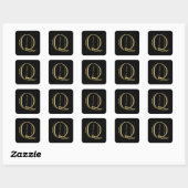 Gold Monogram Q en naam op elke kleur Vierkante Sticker (Vel)
