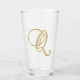 Gold Monogram Q glas