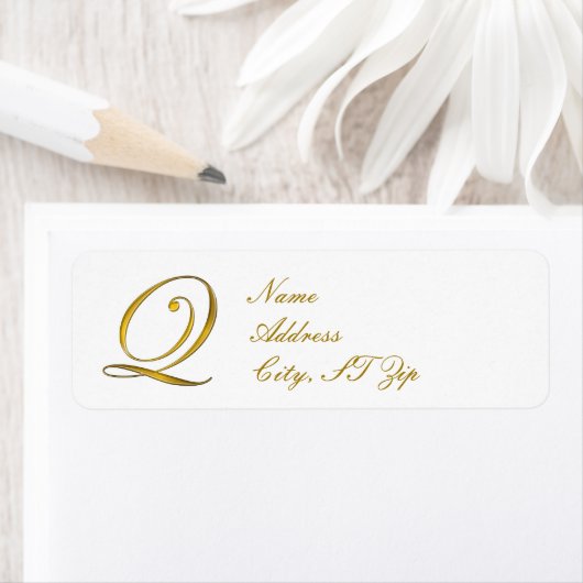 Gold Monogram Q Return Address Labels (Insitu)