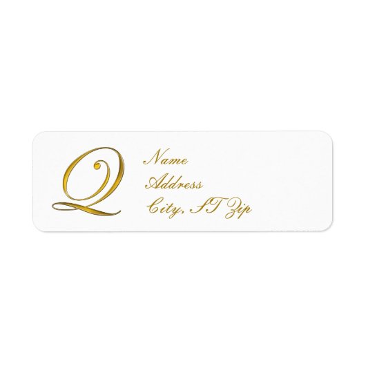 Gold Monogram Q Return Address Labels (Voorkant)