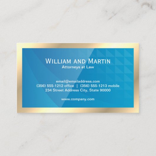 Gold Monogram | QR-code | Blauw Geometrisch Visitekaartje (Achterkant)