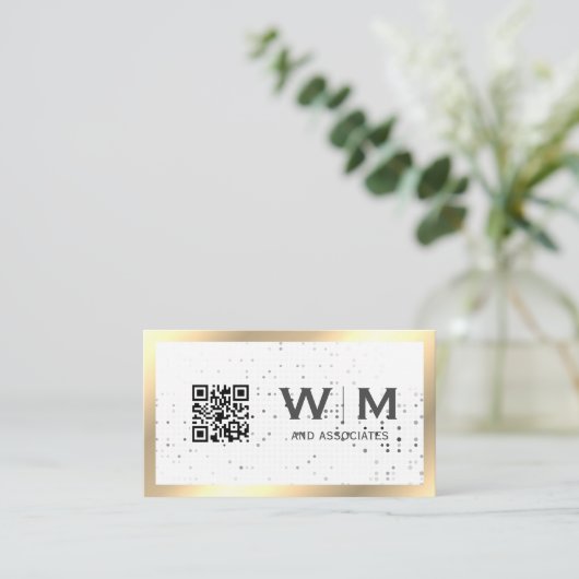 Gold Monogram | QR-CODE-Visitekaartje Visitekaartje (Staand voorkant)