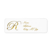 Gold Monogram R Return Address Labels (Voorkant)