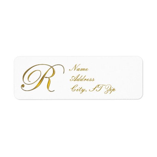 Gold Monogram R Return Address Labels (Voorkant)