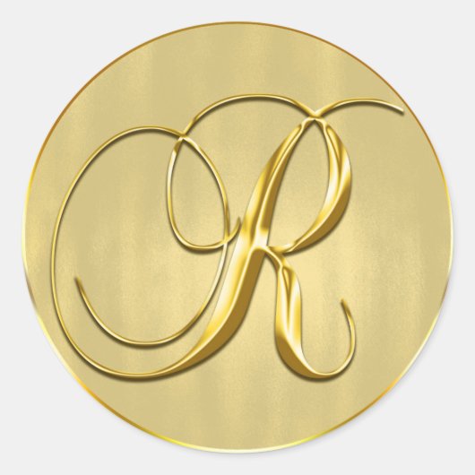 Gold Monogram R Seal Wedding Invitation Holiday Ronde Sticker (Voorkant)