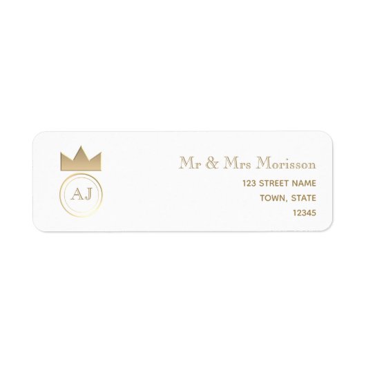 Gold Monogram Return-adres Etiket (Voorkant)