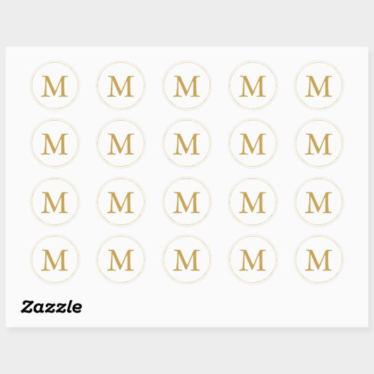Gold Monogram Ronde Sticker (Vel)