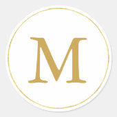 Gold Monogram Ronde Sticker (Voorkant)