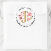 Gold Monogram Roze Floral Return Label (Tas)