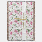 Gold Monogram roze pony's Groene bladeren Passen g Deken (Voorkant Verticaal)