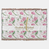 Gold Monogram roze pony's Groene bladeren Passen g Deken (Voorkant)