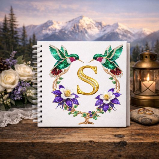 Gold Monogram S Hummingbird Wedding Gift  Notitieboek