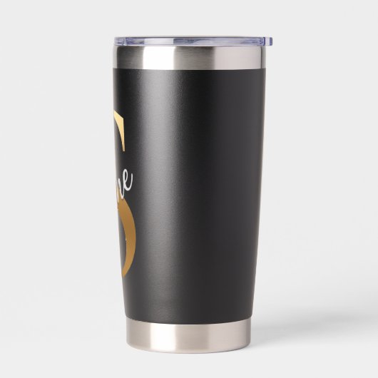 Gold Monogram S - Shine Motivational Black Tumbler Geïsoleerde Drinkbeker (Links)