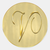 Gold Monogram/Seizoenweddenschap Ronde Sticker (Voorkant)