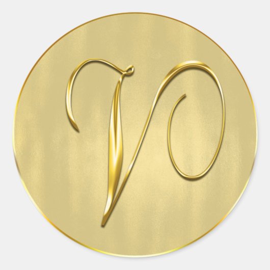 Gold Monogram/Seizoenweddenschap Ronde Sticker (Voorkant)