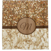 Gold Monogram Shower Luxury Curtains Marble Douchegordijn (Voorkant)