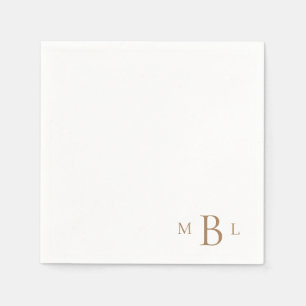 Gold Monogram Simple Weddenschap Cocktail Servet