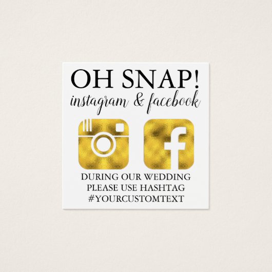 Gold Monogram Social Media Cards Vierkante Visitekaartjes (Voorkant)