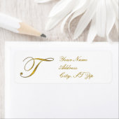 Gold Monogram T Gepersonaliseerd Retouradreslabels Etiket (Insitu)